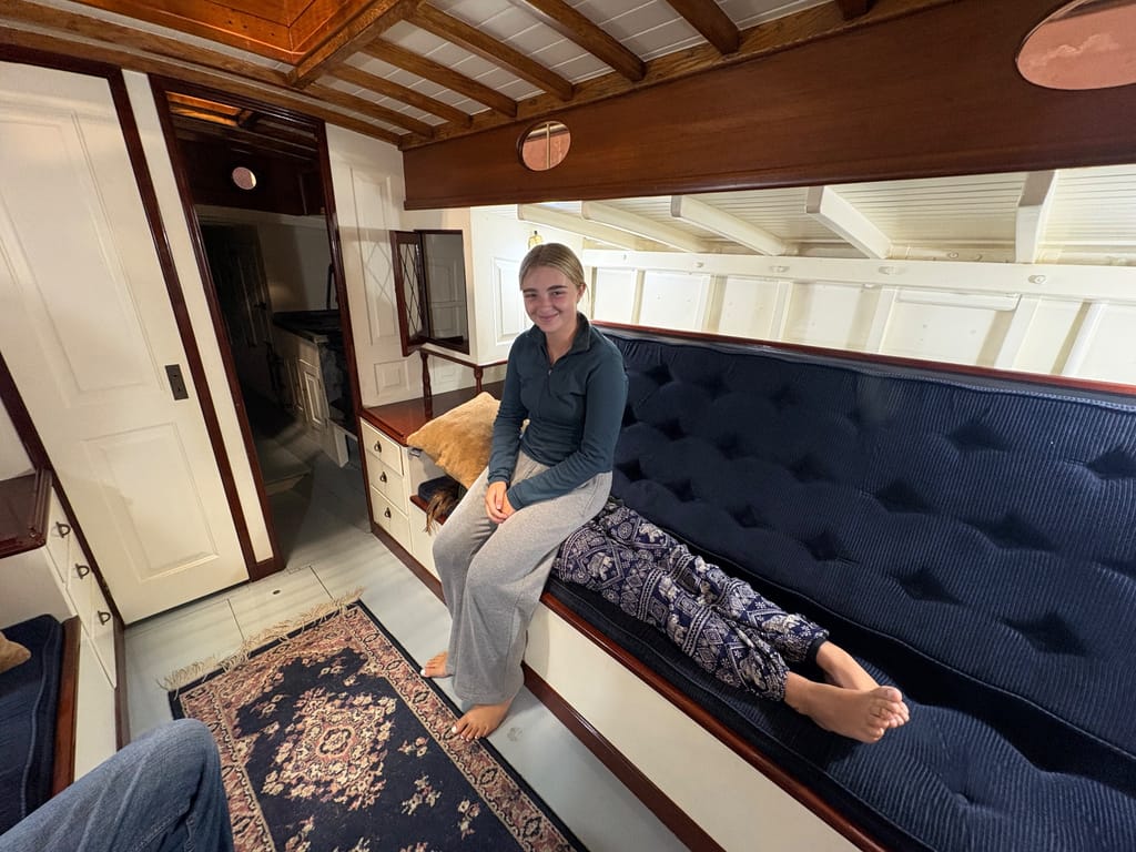 Below decks on old yachts was only designed for wenches (women’s place is in the galley) so no head height for the important men…Or was this a female influence to keep the stinky dudes above decks?!?!