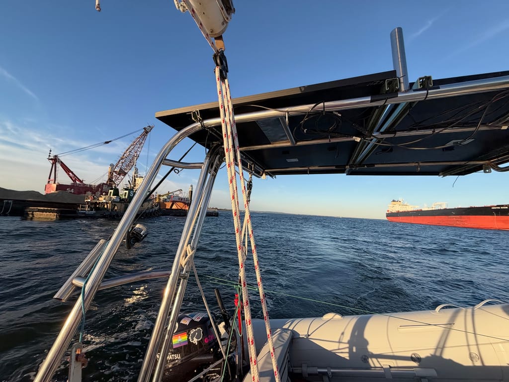 Threading the needle between a dredge and a tanker