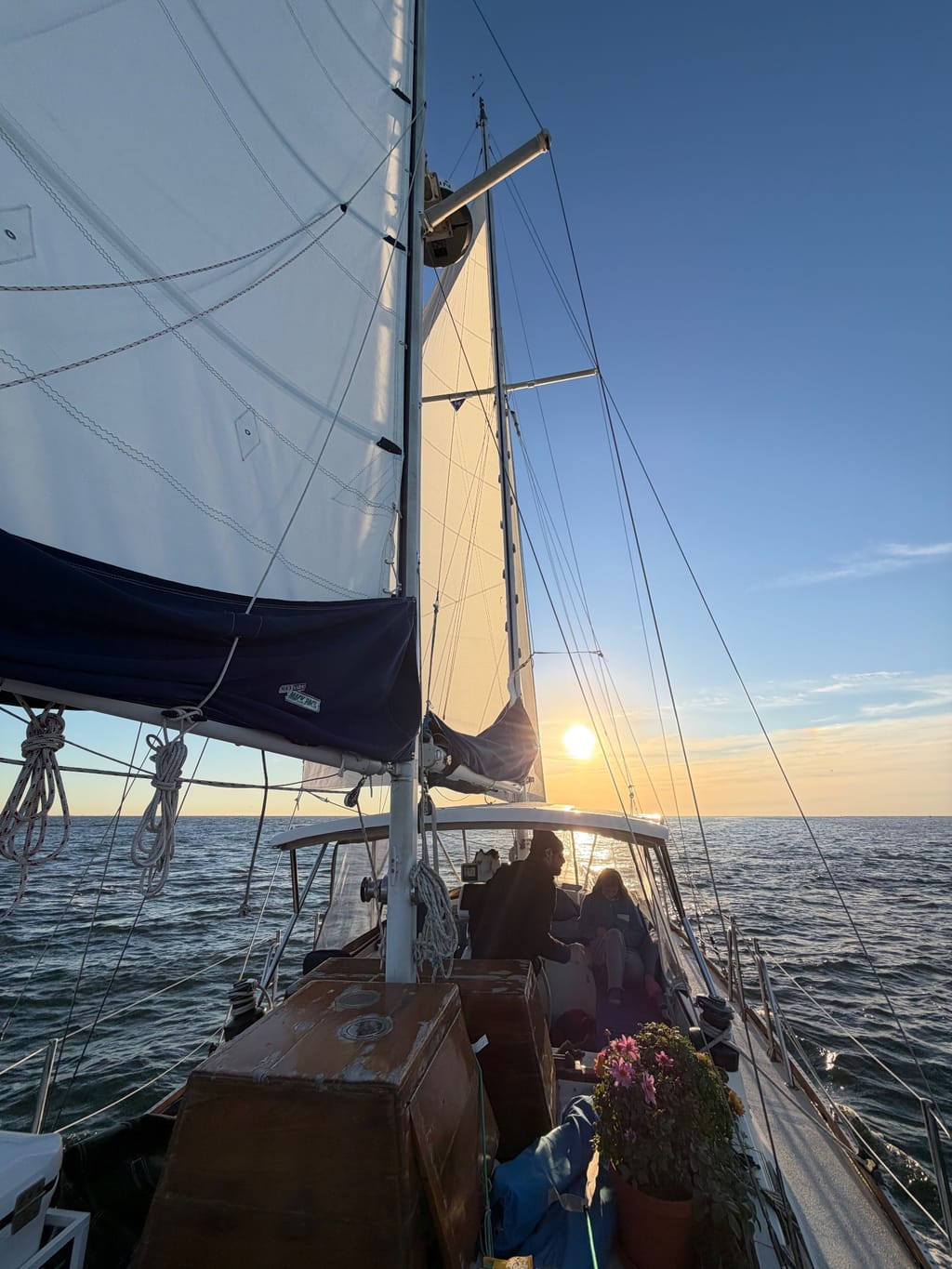 Beautiful beam reach motor sail to move the beast as fast as possible down the NJ coast
