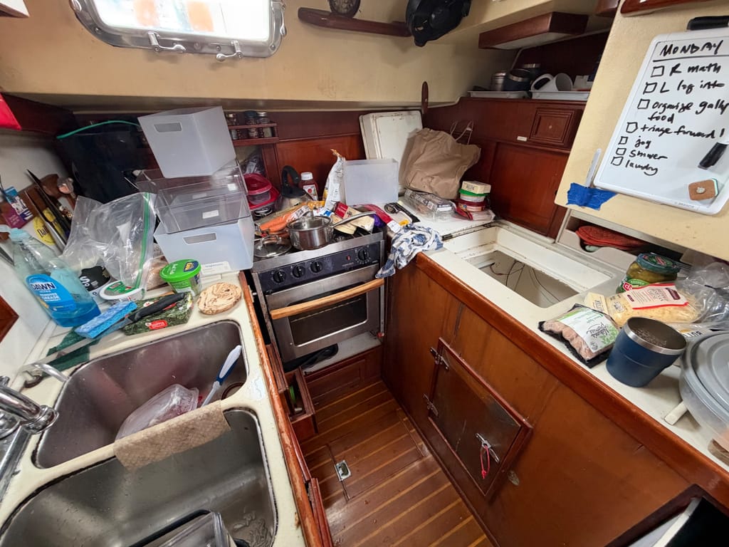 Cleaning the galley 