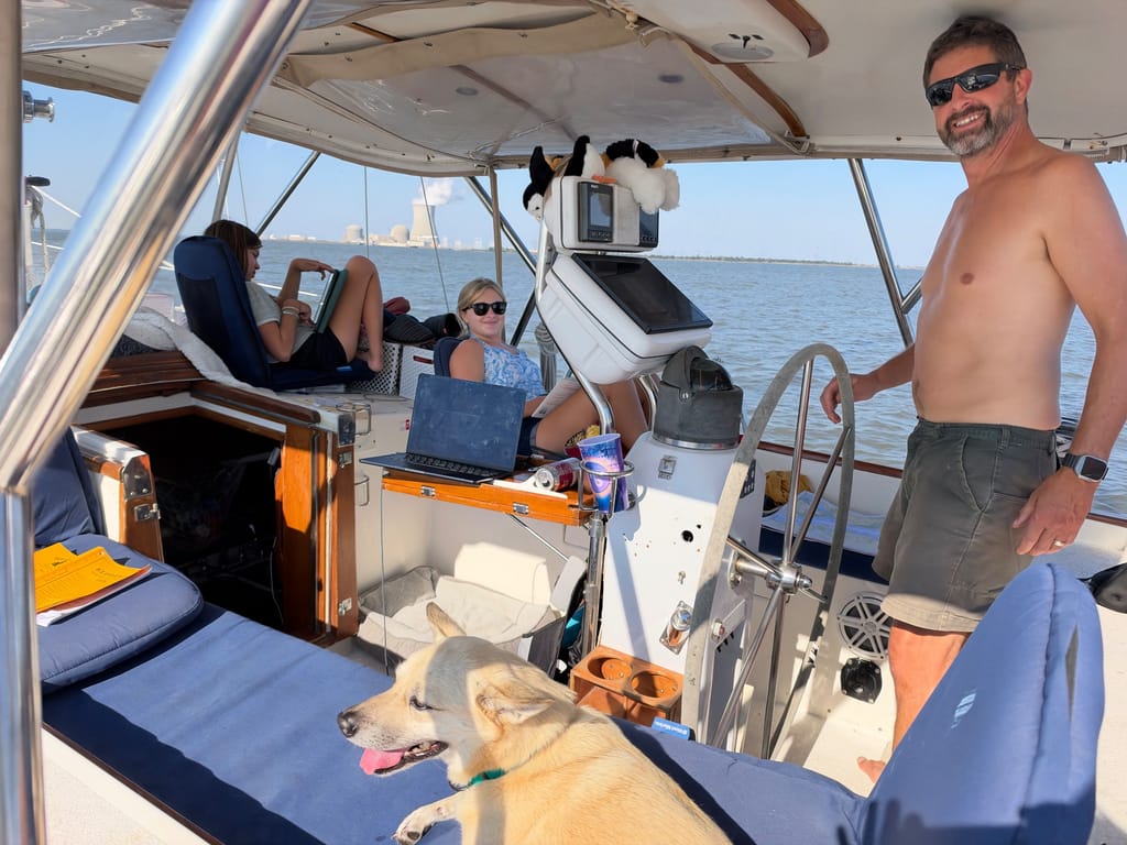 Loving the sun and heat! We saw dolphins and 2 pelicans!!!