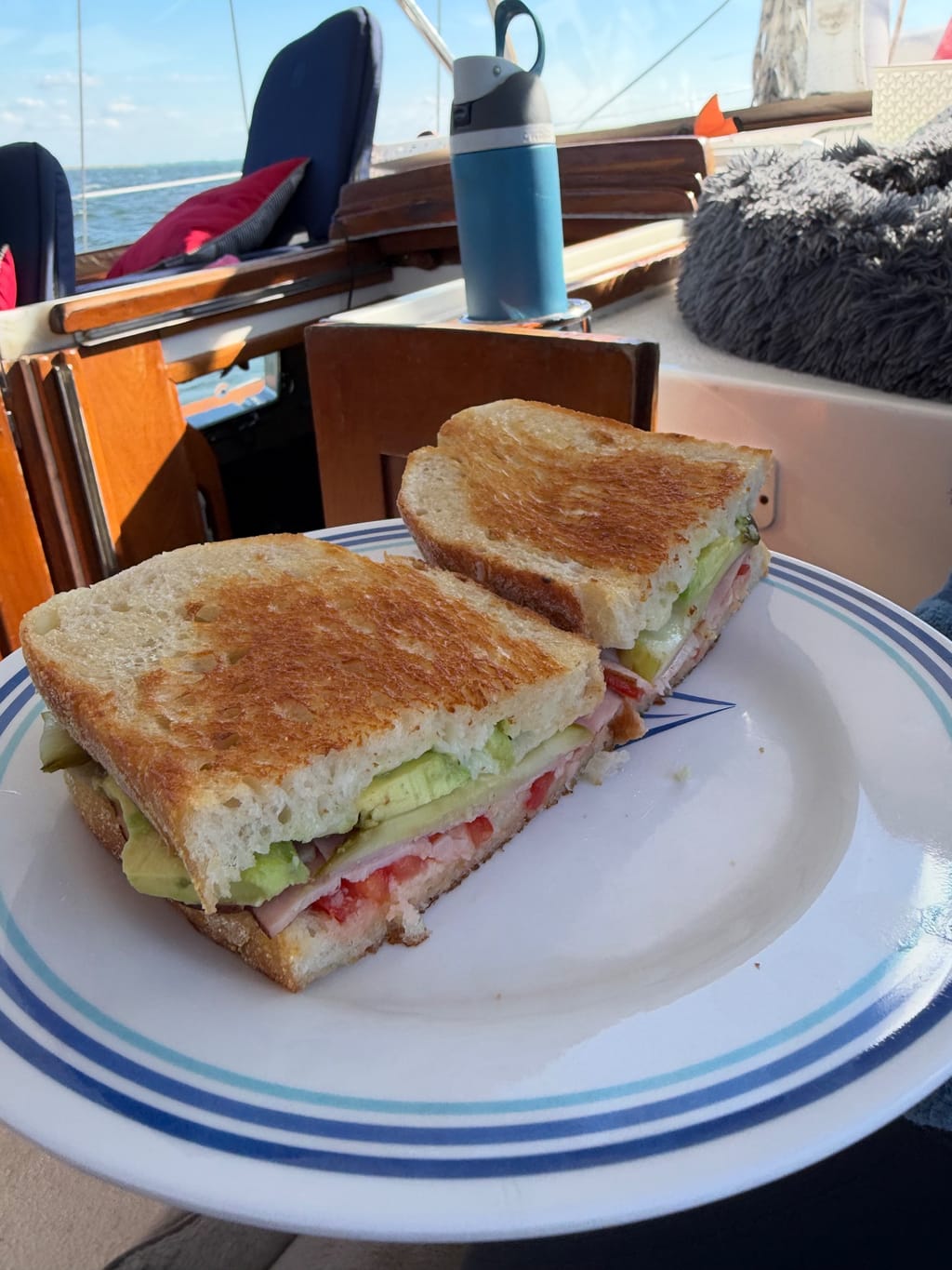 Avocado, ham, tomato, pickles & tomatoes, melted cheddar 